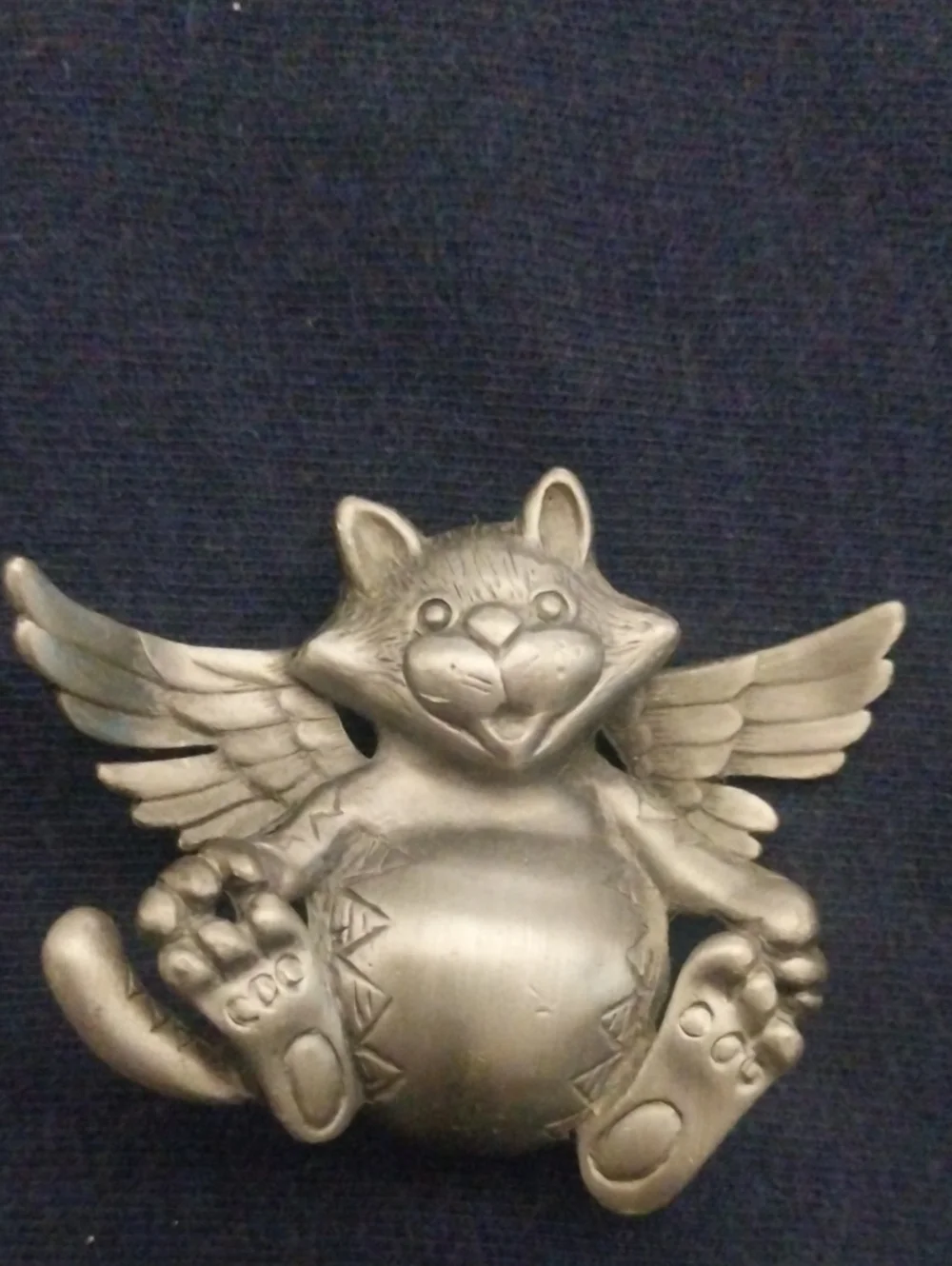 Silver Winged Cat Figurine